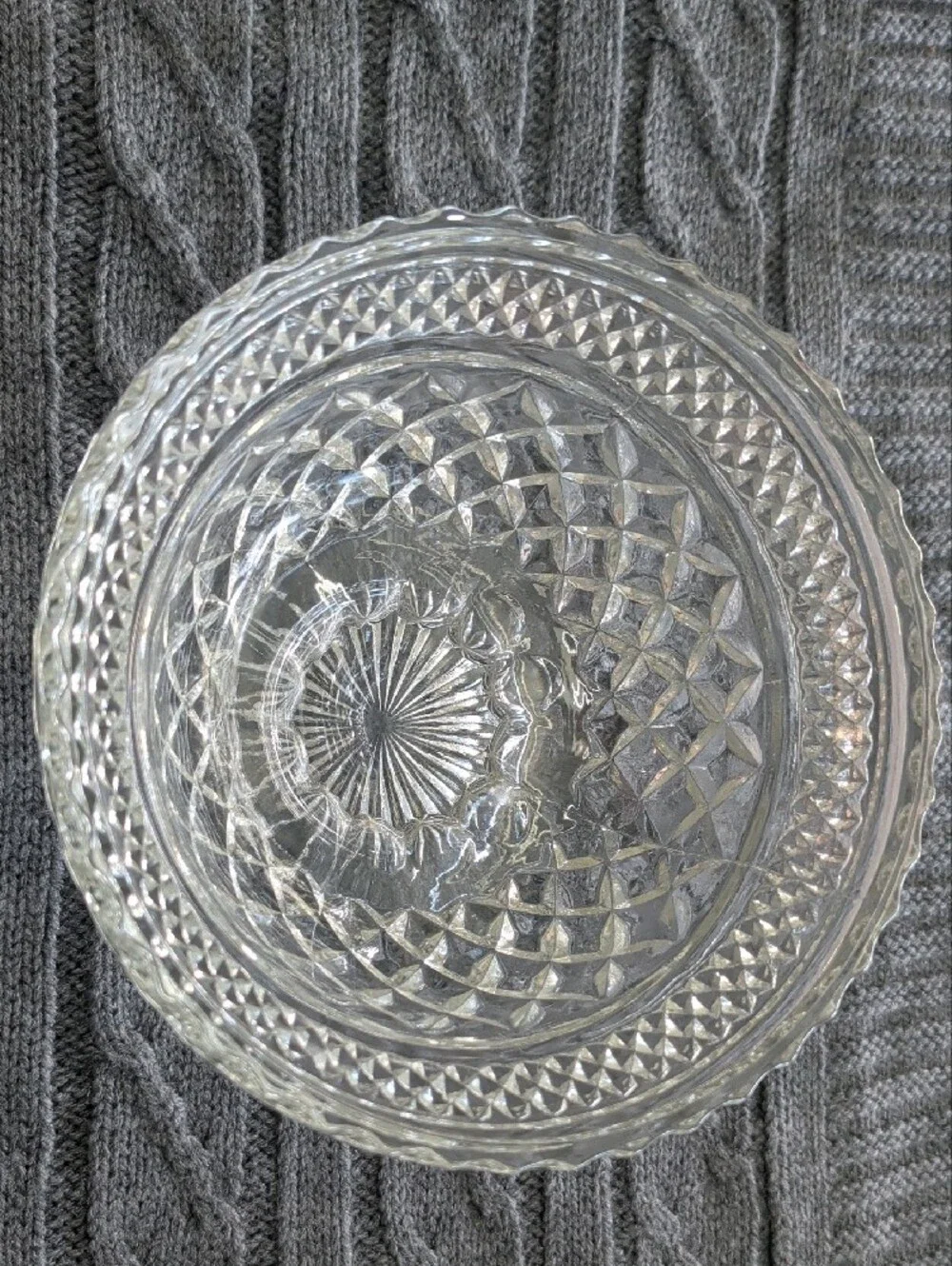 Anchor Hocking Wexford Pattern Clear Cut Glass Candy Dish with Lid